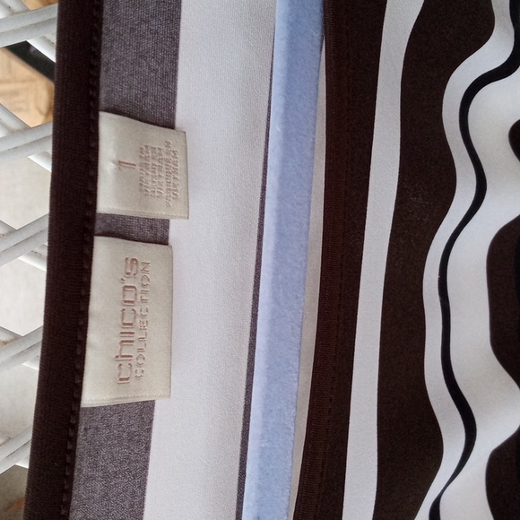 Chico's Collection Cold-shoulder Striped Elastiziedwaist with tie belt Maxidress - Picture 2 of 7